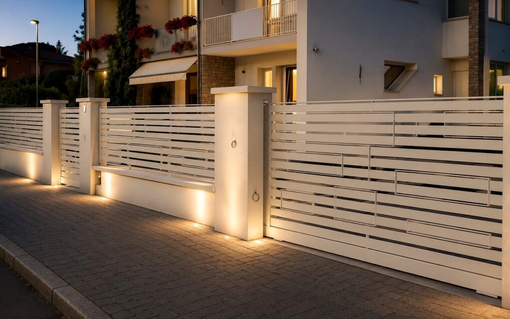 Clôture et portail moderne sur mesure BACCI Metalli pour extérieur résidentiel