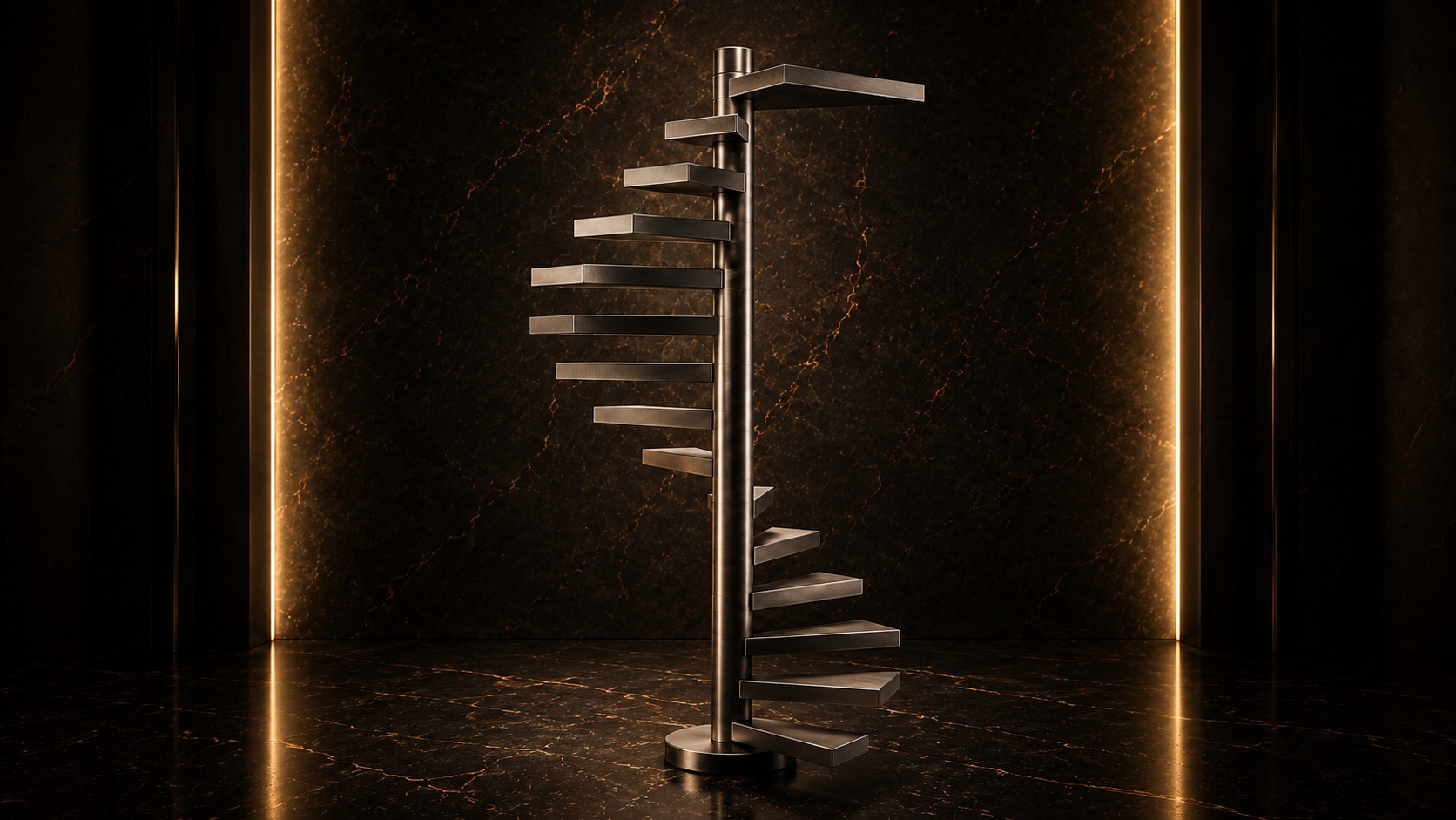 Scala Ascenda BACCI Collection in metallo con atmosfera premium luxury